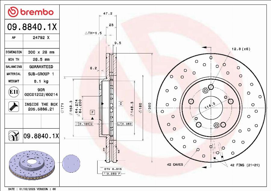 Brembo 09.8840.1X - Kočioni disk www.molydon.hr