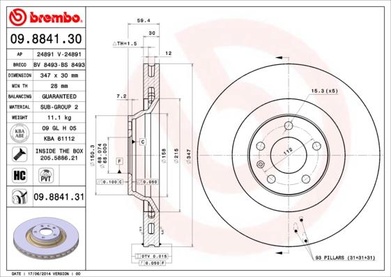 Brembo 09.8841.31 - Kočioni disk www.molydon.hr