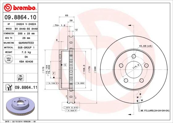 Brembo 09.8864.11 - Kočioni disk www.molydon.hr