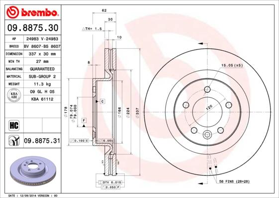 Brembo 09.8875.30 - Kočioni disk www.molydon.hr