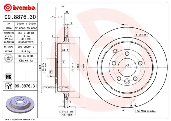 Brembo 09.8876.30 - Kočioni disk www.molydon.hr