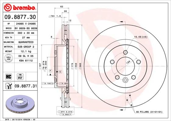 Brembo 09.8877.31 - Kočioni disk www.molydon.hr