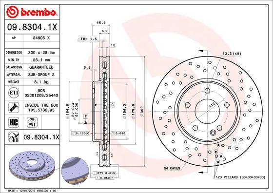 Brembo 09.8304.1X - Kočioni disk www.molydon.hr