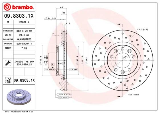 Brembo 09.8303.1X - Kočioni disk www.molydon.hr