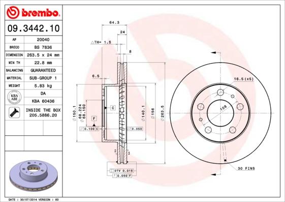 Brembo 09.3442.10 - Kočioni disk www.molydon.hr