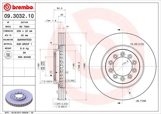 Brembo 09.3032.10 - Kočioni disk www.molydon.hr