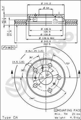 Brembo 09.3022.10 - Kočioni disk www.molydon.hr