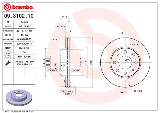 Brembo 09.3102.10 - Kočioni disk www.molydon.hr