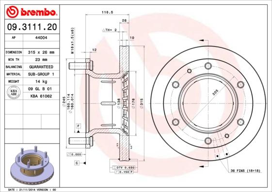 Brembo 09.3111.20 - Kočioni disk www.molydon.hr