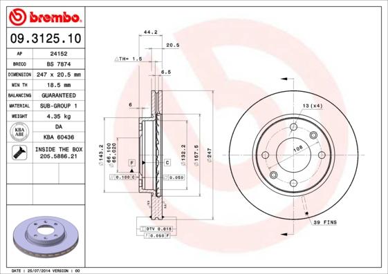 Brembo 09.3125.10 - Kočioni disk www.molydon.hr