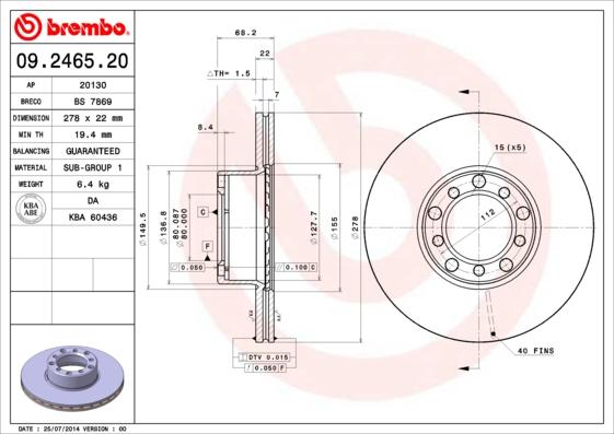 Brembo 09.2465.20 - Kočioni disk www.molydon.hr