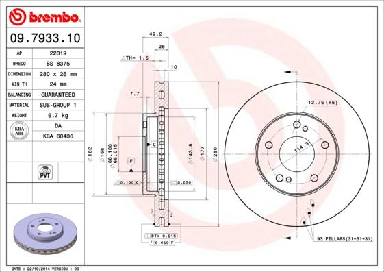 Brembo 09.7933.10 - Kočioni disk www.molydon.hr