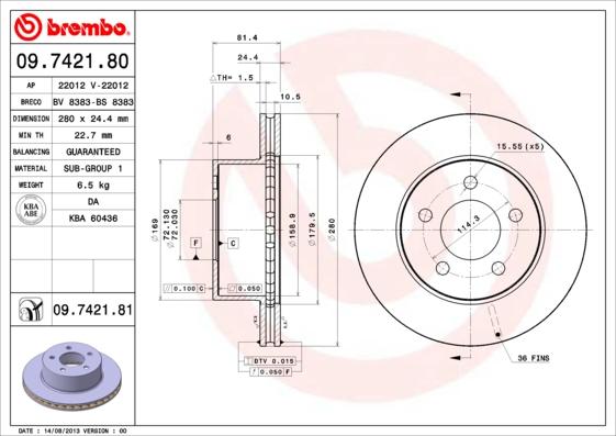 Brembo 09.7421.80 - Kočioni disk www.molydon.hr