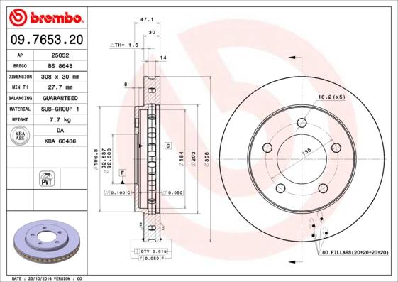 Brembo 09.7653.20 - Kočioni disk www.molydon.hr