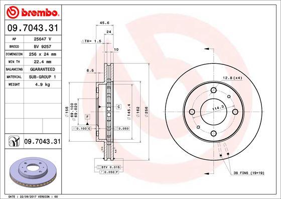 Brembo 09.7043.31 - Kočioni disk www.molydon.hr