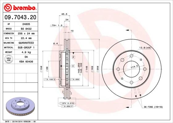 Brembo 09.7043.20 - Kočioni disk www.molydon.hr