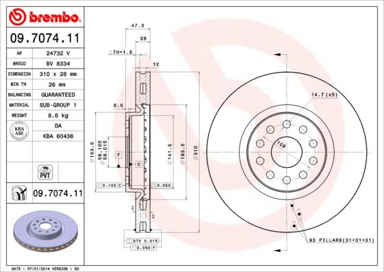 Brembo 09.7074.11 - Kočioni disk www.molydon.hr