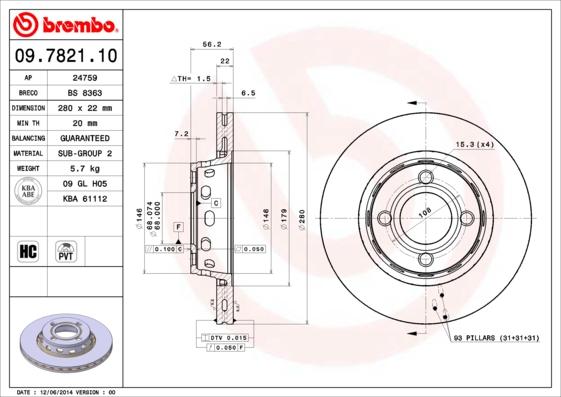 Brembo 09.7821.10 - Kočioni disk www.molydon.hr