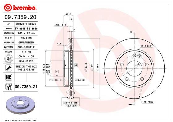 Brembo 09.7359.20 - Kočioni disk www.molydon.hr