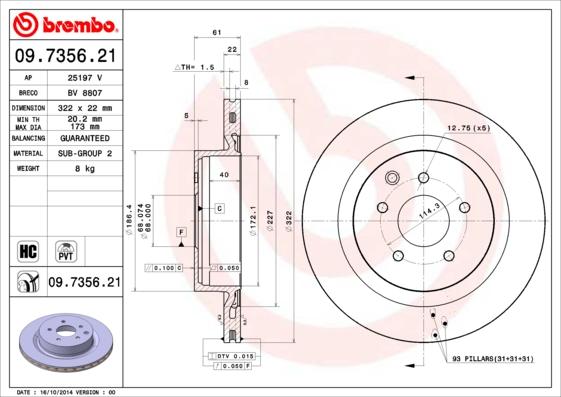 Brembo 09.7356.21 - Kočioni disk www.molydon.hr