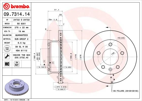 Brembo 09.7314.14 - Kočioni disk www.molydon.hr