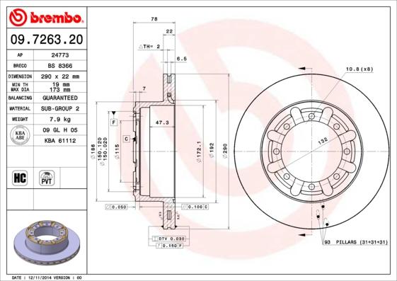 Brembo 09.7263.20 - Kočioni disk www.molydon.hr