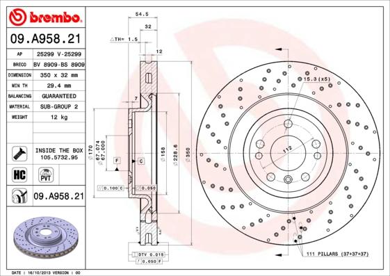 Brembo 09.A958.21 - Kočioni disk www.molydon.hr