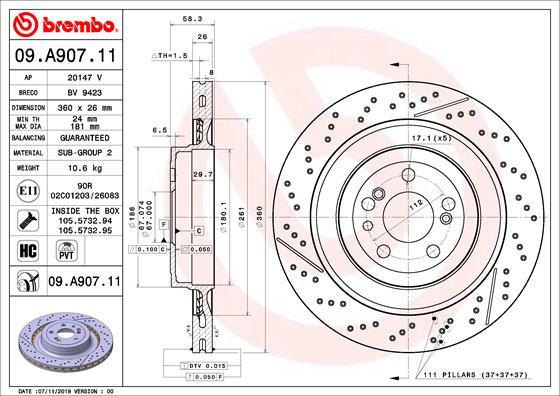 Brembo 09.A907.11 - Kočioni disk www.molydon.hr