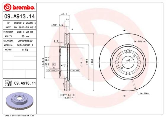 Brembo 09.A913.14 - Kočioni disk www.molydon.hr