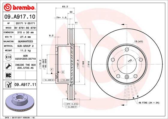 Brembo 09.A917.10 - Kočioni disk www.molydon.hr