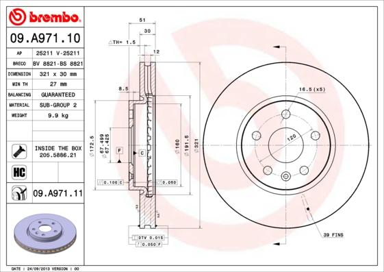 Brembo 09.A971.10 - Kočioni disk www.molydon.hr