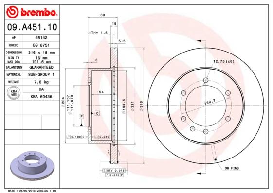 Brembo 09.A451.10 - Kočioni disk www.molydon.hr