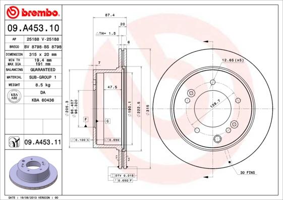 Brembo 09.A453.11 - Kočioni disk www.molydon.hr