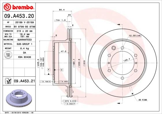 Brembo 09.A453.20 - Kočioni disk www.molydon.hr