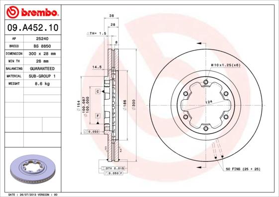 Brembo 09.A452.10 - Kočioni disk www.molydon.hr