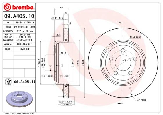 Brembo 09.A405.10 - Kočioni disk www.molydon.hr