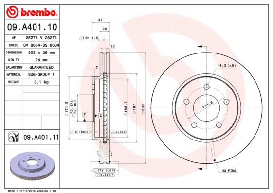 Brembo 09.A401.10 - Kočioni disk www.molydon.hr