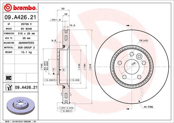 Brembo 09.A426.21 - Kočioni disk www.molydon.hr