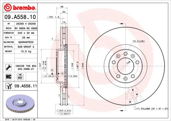 Brembo 09.A558.11 - Kočioni disk www.molydon.hr