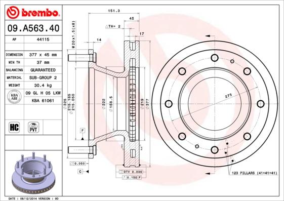 Brembo 09.A563.40 - Kočioni disk www.molydon.hr