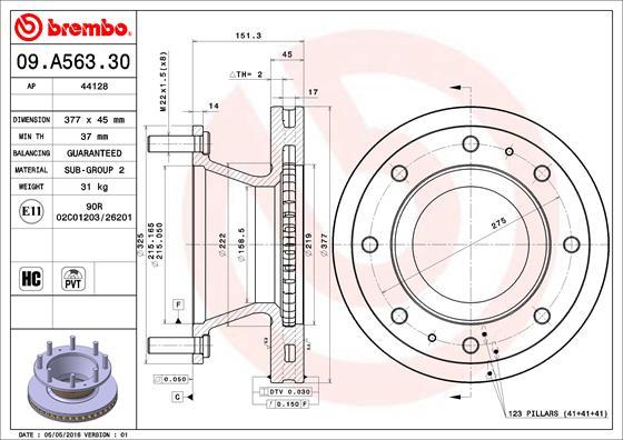 Brembo 09.A563.30 - Kočioni disk www.molydon.hr