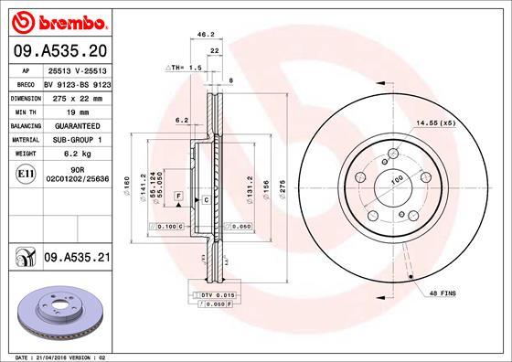 Brembo 09.A535.20 - Kočioni disk www.molydon.hr