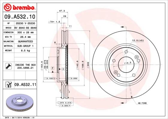 Brembo 09.A532.11 - Kočioni disk www.molydon.hr