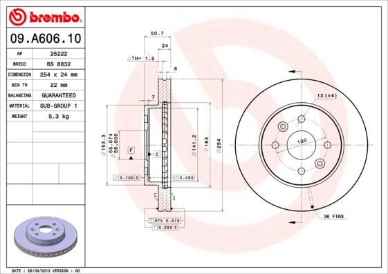 Brembo 09.A606.10 - Kočioni disk www.molydon.hr