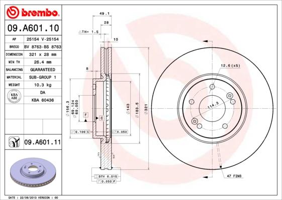 Brembo 09.A601.10 - Kočioni disk www.molydon.hr
