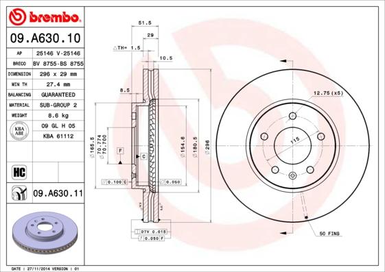 Brembo 09.A630.10 - Kočioni disk www.molydon.hr