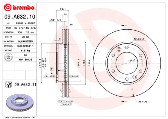 Brembo 09.A632.10 - Kočioni disk www.molydon.hr