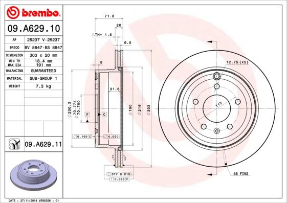 Brembo 09.A629.10 - Kočioni disk www.molydon.hr