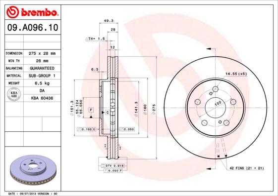 Brembo 09.A096.11 - Kočioni disk www.molydon.hr