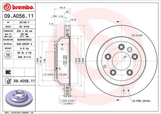 Brembo 09.A056.11 - Kočioni disk www.molydon.hr